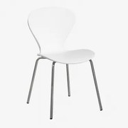 Stapelbare Eetkamerstoel In Polypropyleen En Ijzer Uit Wit & Grijs – Chroom - Sklum