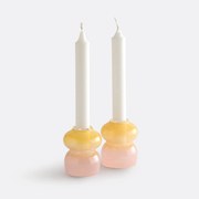 Set van 2 tweekleurige glazen kandelaars, hoogte 8 cm, Solia