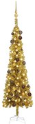 vidaXL Kerstboom met LED's en kerstballen smal 150 cm goudkleurig