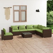 vidaXL 8-delige Loungeset met kussens poly rattan bruin