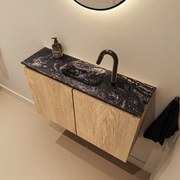 Mondiaz Ture DLux toiletmeubel 80cm washed oak met wastafel lava midden met kraangat