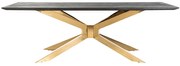 Richmond Interiors Blackbone Gold Eettafel Visgraat Met Gouden Spinpoot 200 Cm - 200 X 100cm.