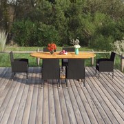 vidaXL 7-delige Tuinset poly rattan zwart