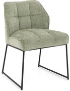 Goossens Eetkamerstoel Ronnie groen stof leuning, elegant chic