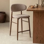 Barkruk Met Rugleuning Walnoot Beige