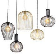 Set van 5 Design hanglampen zwart en goud - Wires Design E27 Binnenverlichting Lamp