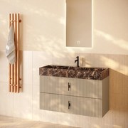 Muebles Murcia badmeubel ribbelfront 100cm macchiato met Dark Emperador wastafel met kraangat