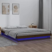 vidaXL Bedframe LED massief hout honingbruin 160x200 cm