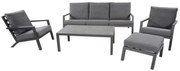 Lesli Living  Stoel-Bank Loungeset – Down Town – Antraciet - Aluminium – Lesli Living