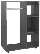 vidaXL Kledingkast 80x40x110 cm spaanplaat hoogglans grijs