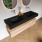 Zaro Alan badmeubel 140cm washed oak 1 lade met vrijhangende wastafel cloud dubbel zonder kraangat urban