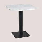 Vierkante Bar Tafel Van Livanto Marmer Wit Marmer & ↔︎ 70 Cm & Zwart - Sklum
