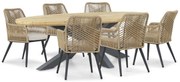 Tuinset 6 personen 240 cm Aluminium/wicker Taupe Coco Vedra/Diogo