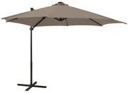 vidaXL Zweefparasol met paal en LED-verlichting 300 cm taupe