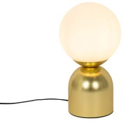 Hotel chique tafellamp goud met opaal glas - Pallon Trend