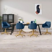 vidaXL Eetkamerstoelen draaibaar 6 st fluweel blauw