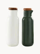 Azijn- en olie-dispenser Essentials van porselein en acaciahout, set van 2