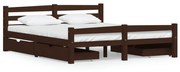 vidaXL Bedframe met 4 lades massief grenenhout donkerbruin 160x200 cm