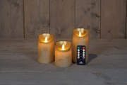 Anna's Collection - Ledkaarsen goud - set van 3 stuks - diverse groottes - met afstandsbediening