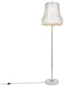 Retro vloerlamp messing met Granny kap crème 45 cm - Kaso Retro E27 rond Binnenverlichting Steen / Beton Lamp