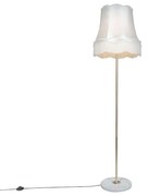 Retro vloerlamp messing met Granny kap crème 45 cm - Kaso