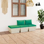 vidaXL 3-delige Loungeset met kussens pallet vurenhout