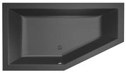 Xenz Society 160 ligbad - 160x90cm - met overloop - zonder afvoer - Hoekopstelling links - Acryl Ebony mat 6881-29