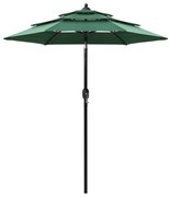 vidaXL Parasol 3-laags met aluminium paal 2 m groen