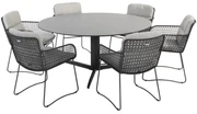 Embrace Aprilla dining tuinset 160 cm rond 7 delig HPL antraciet 4 Seasons Outdoor