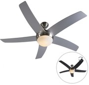 Plafondventilator staal met afstandsbediening - Cool 52 Design, Modern E14 rond Binnenverlichting Lamp