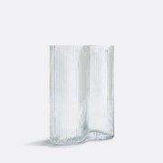 Vaas in geribbeld smoked glas H21 cm, Anija