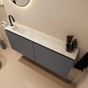 Mondiaz Ture DLux toiletmeubel 120cm dark grey met wastafel ostra links met kraangat