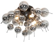 Design plafondlamp zwart met smoke glas 4-lichts - Explode