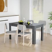 vidaXL Eettafel 140x74,5x76 cm spaanplaat hoogglans grijs