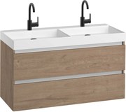 Saqu Gaia voorgemonteerd badmeubel met aluminium greeplijst incl. wastafel 120,7x51,6cm toffee