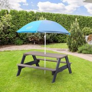 AXI Kinderpicknicktafel Nick met parasol bruin en grijs