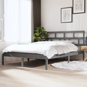 vidaXL Bedframe massief hout grijs 135x190 cm 4FT6 Double