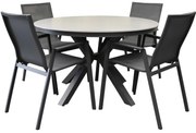 Malaga Samantha dining tuinset 120xH75 cm rond 5 delig antraciet keramisch blad