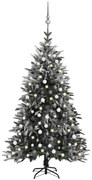 vidaXL Kunstkerstboom met LED's, kerstballen en sneeuw 240 cm PVC PE