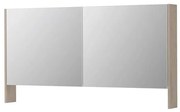INK SPK3 Spiegelkast - 140x14x74cm - 2 deuren - dubbelzijdige Spiegel - open planchet - schakelaar en stopcontact - MFC Ivoor eiken 1110330