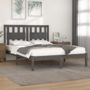 vidaXL Bedframe massief grenenhout grijs 135x190 cm 4FT6 Double