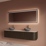 Gliss Design Alluro badmeubel ribbelfront met ronding links/rechts 180cm charcoal en wit marmer toppaneel