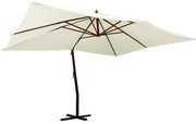 vidaXL Zweefparasol met houten paal 400x300 cm zandwit