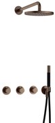Hotbath Cobber IBS70 Regendoucheset inbouw - 38.5cm wandarm - 20cm ronde hoofddouche - staafhanddouche - verouderd messing IBS70AB