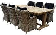 Darwin Ares dining tuinset 240x120xH77 cm 7 delig teak rotan black