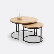 Set van 2 eiken nesting salontafels, Hiba