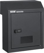 VEVOR Inbouwbrievenbus, 305 x 155 x 360 mm, brievenbus voor deurtoegang, 43 mm, robuust staal, cijferslot voor brieven, sleutels, thuis, kantoor, donkergrijs