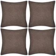 vidaXL Kussenhoezen linnen look 50 x 50 cm bruin 4 stuks