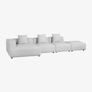 Modulaire Hoekbank Met Chaise Longue Links, 3-delig Met Poef (↔︎390 Cm) Bruna Stof Gris Glacial - Sklum