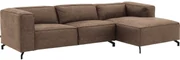 Goossens Bank Calvin bruin, micro leer, 3-zits, modern design